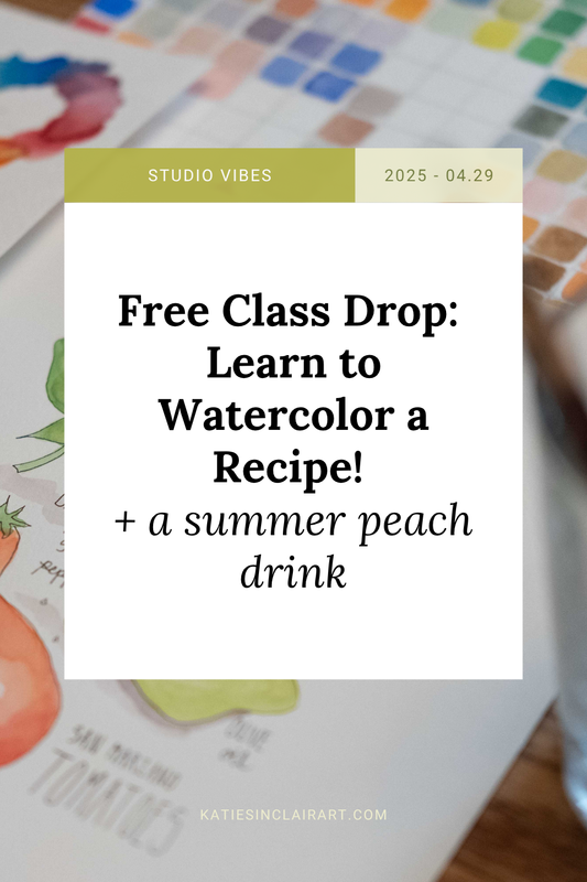 Free Class Drop: Learn to Watercolor a Recipe! 🎨 + a summer peach drink