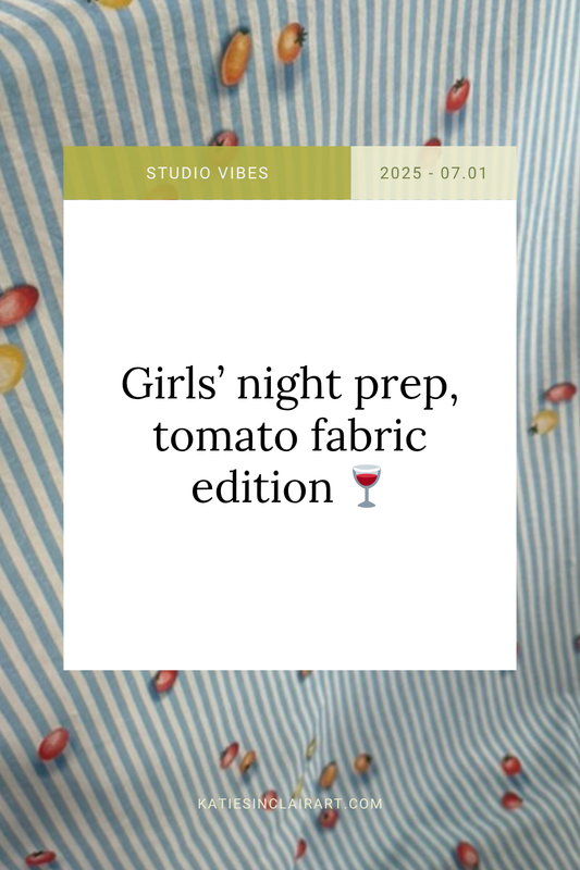 Girls’ night prep, tomato fabric edition 🍷
