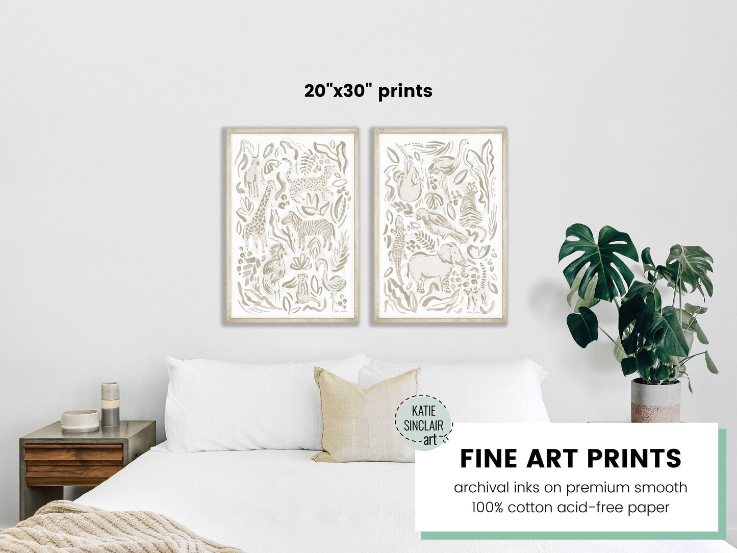 Safari Jungle Animals - Set of 2 Illustrations