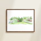 No.7 Pampas and No.3 Flowering Peach handmade watercolor art for kids featuring playful golf course green for a colorful home