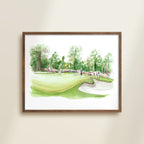 No.7 Pampas Green handmade watercolor art for kids capturing a golf green scene for a playful, colorful home