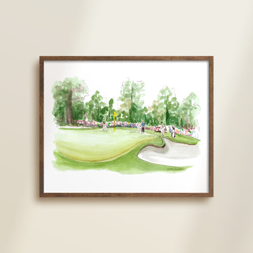 No.7 Pampas Green handmade watercolor art for kids capturing a golf green scene for a playful, colorful home