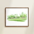 golf landscape georgia watercolor archival print in wooden frame by Katie Sinclair