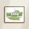 golf clubhouse watercolor archival print in wooden frame by Katie Sinclair