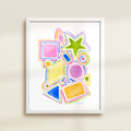 Framed archival watercolor print of shapes and lines by Katie Sinclair.