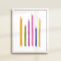 Framed archival watercolor print of colored pencils by Katie Sinclair.