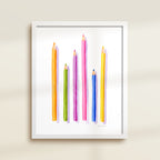 Framed archival watercolor print of colored pencils by Katie Sinclair.