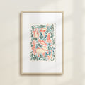 The Safari Jungle Elephant by Katie Sinclair watercolor print in the Jungle colorway, in a wooden frame with a white mat.