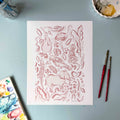 Safari Elephant Seconds Print – 11x14, Soft Pink, Premium Archival Matte