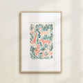 The Safari Jungle Zebra by Katie Sinclair print in the Jungle colorway, in a wooden frame with a white mat.