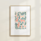 The Safari Jungle Zebra by Katie Sinclair print in the Jungle colorway, in a wooden frame with a white mat.