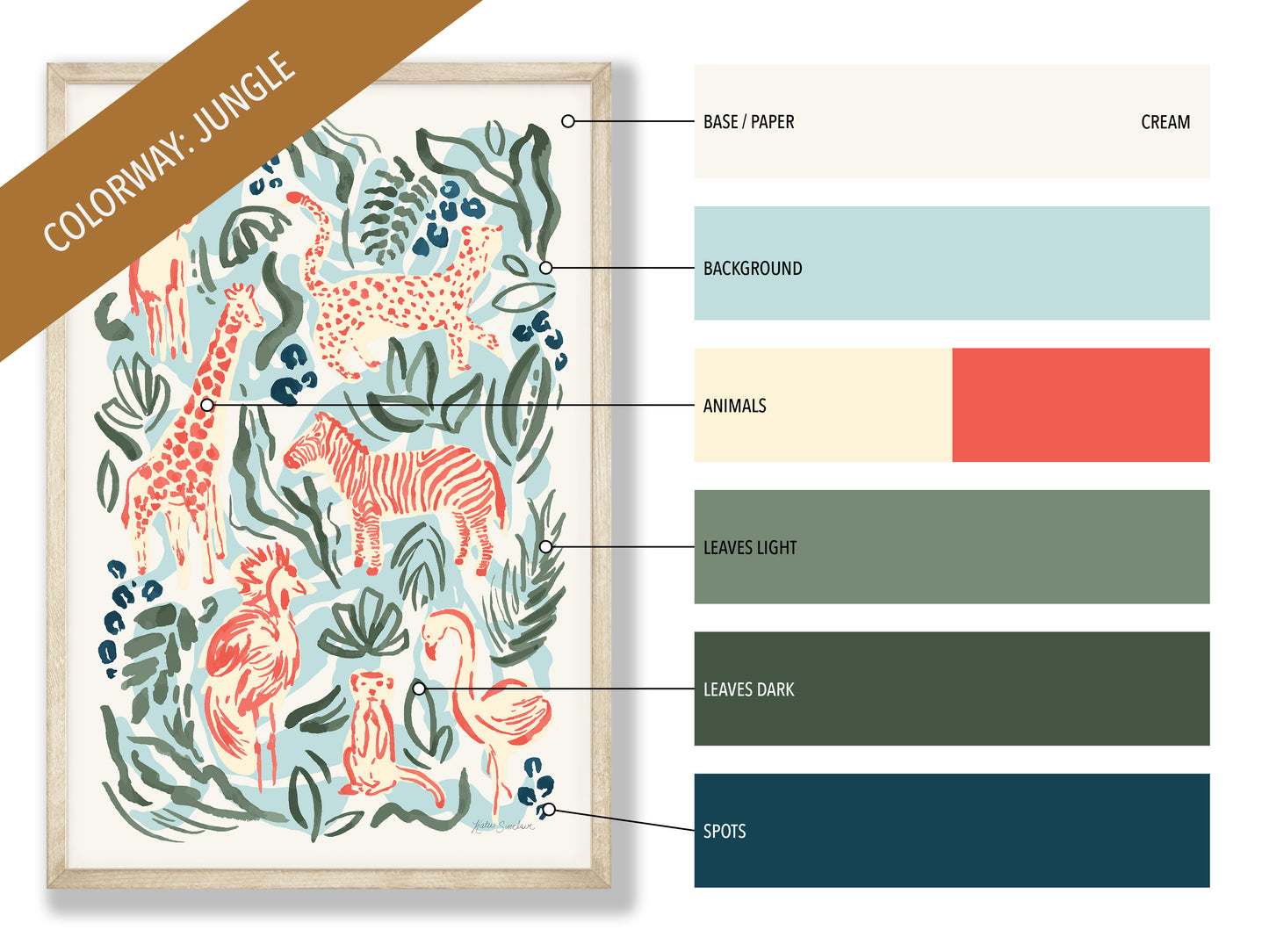 Safari Jungle Animals - Set of 2 Illustrations