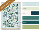 Safari Jungle - Zebra print showing the Sundown blues and greens colorway tones.