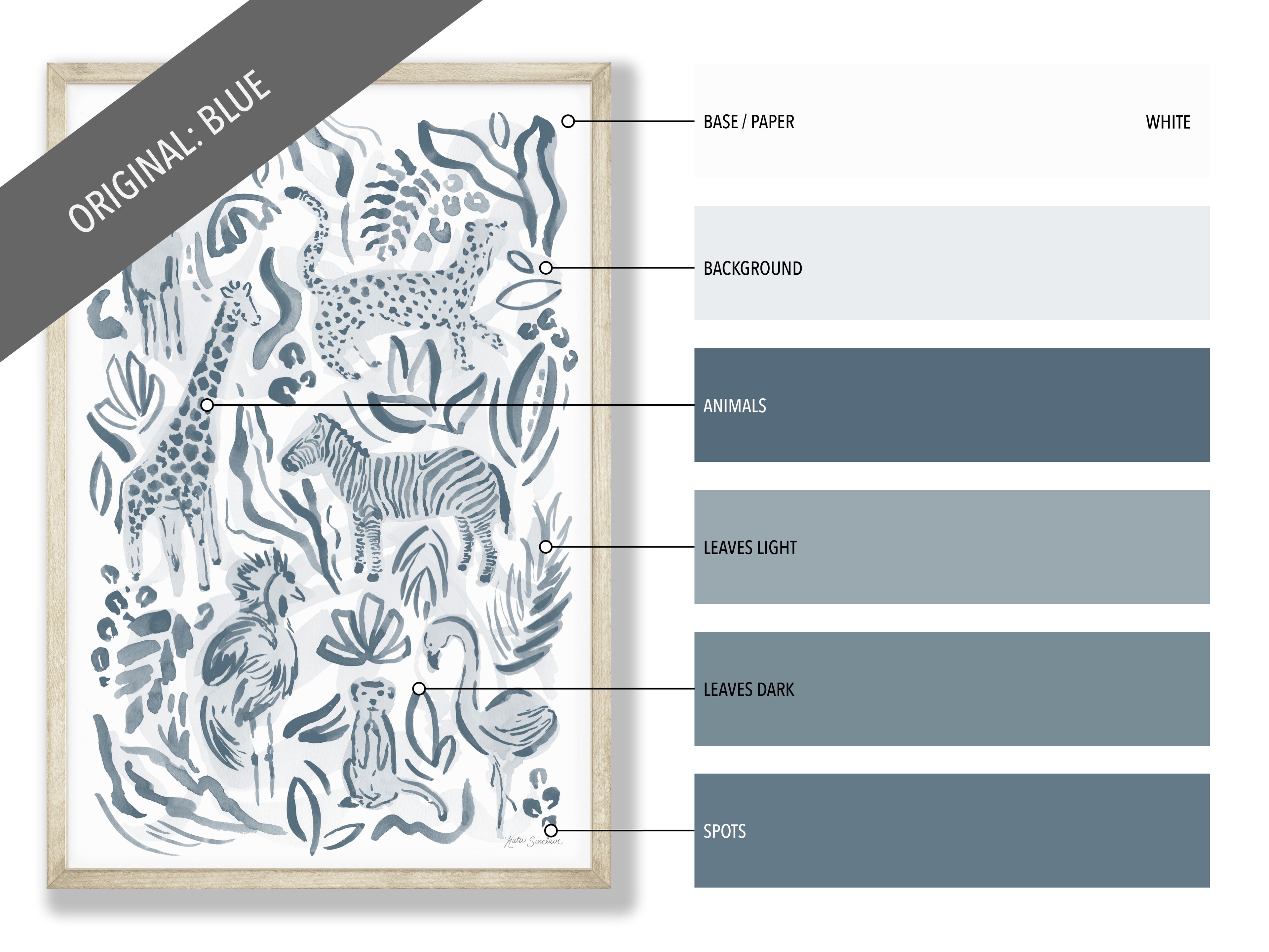 Safari Jungle - Zebra print showing the blue colorway tones.