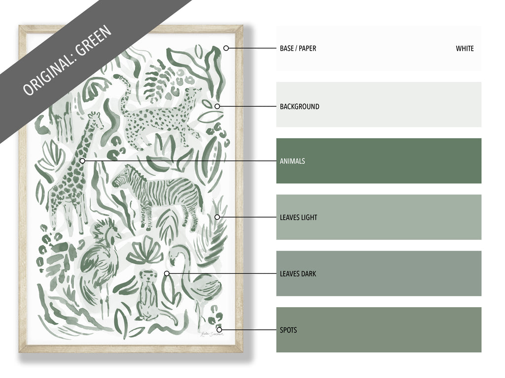 Safari Jungle - Zebra print showing the green colorway tones.