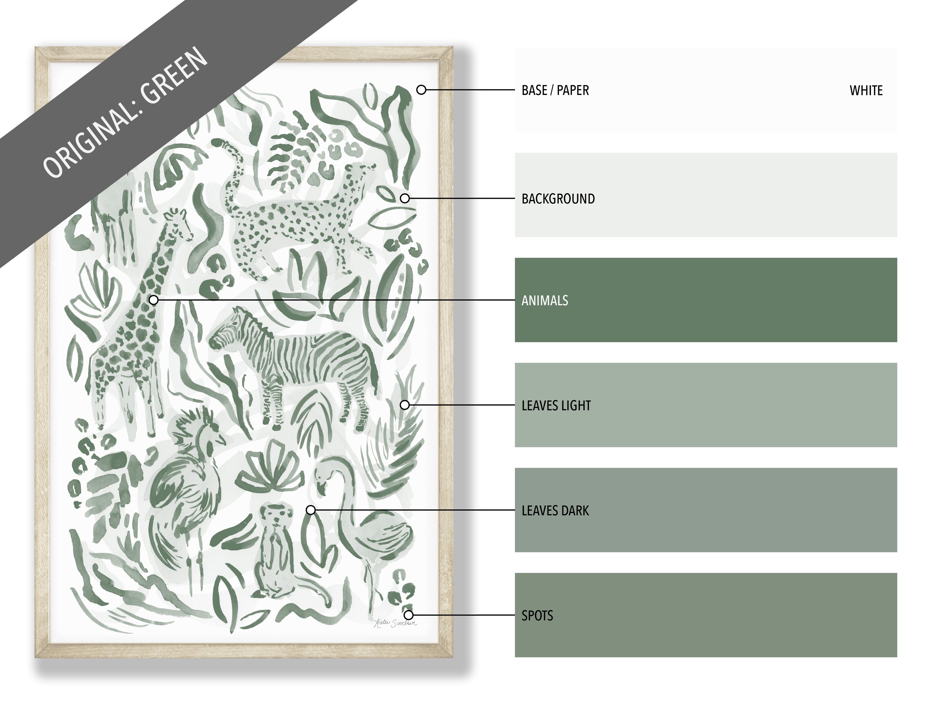 Safari Jungle - Zebra print showing the green colorway tones.
