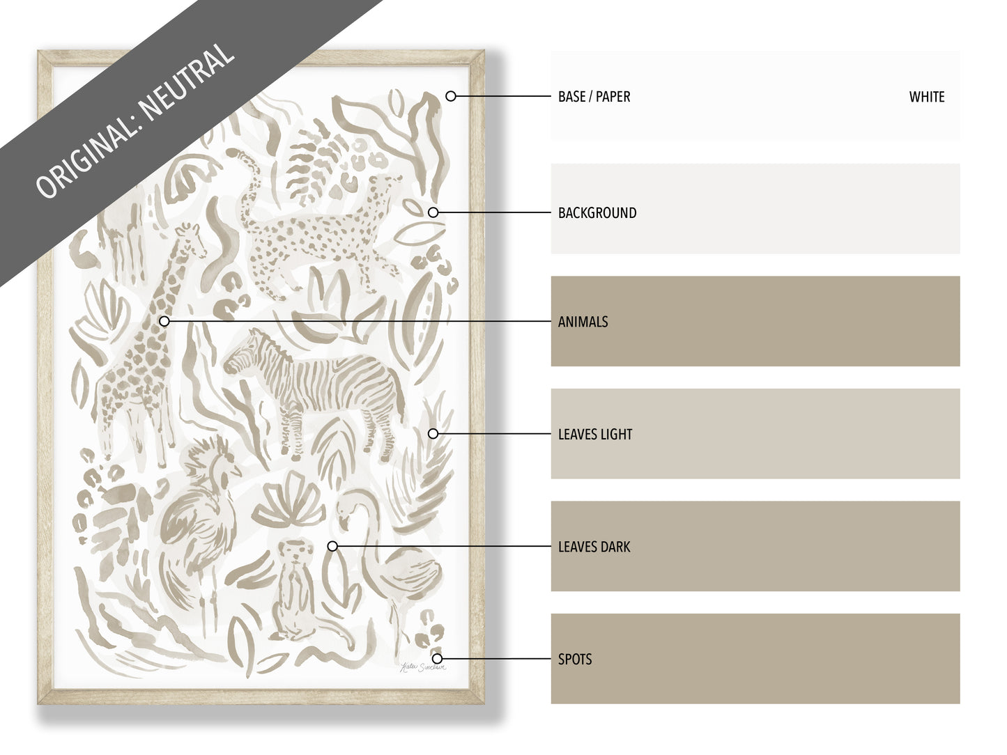 Safari Jungle Animals - Set of 2 Illustrations