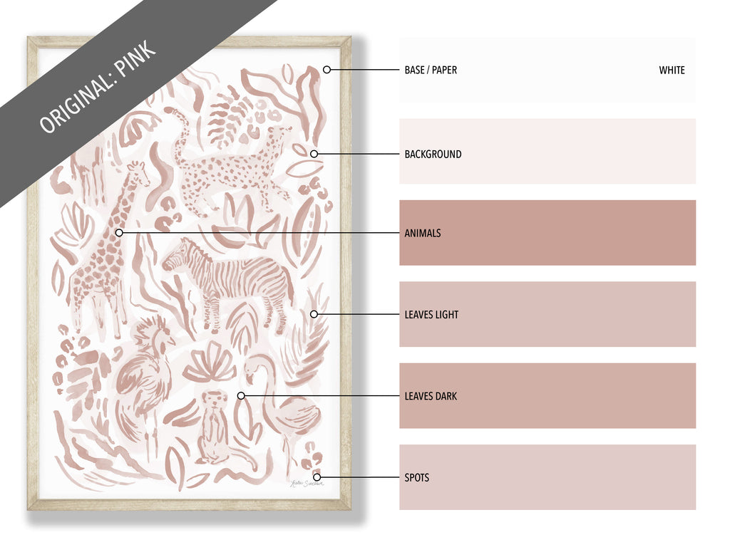 Safari Jungle - Zebra print showing the pink colorway tones.