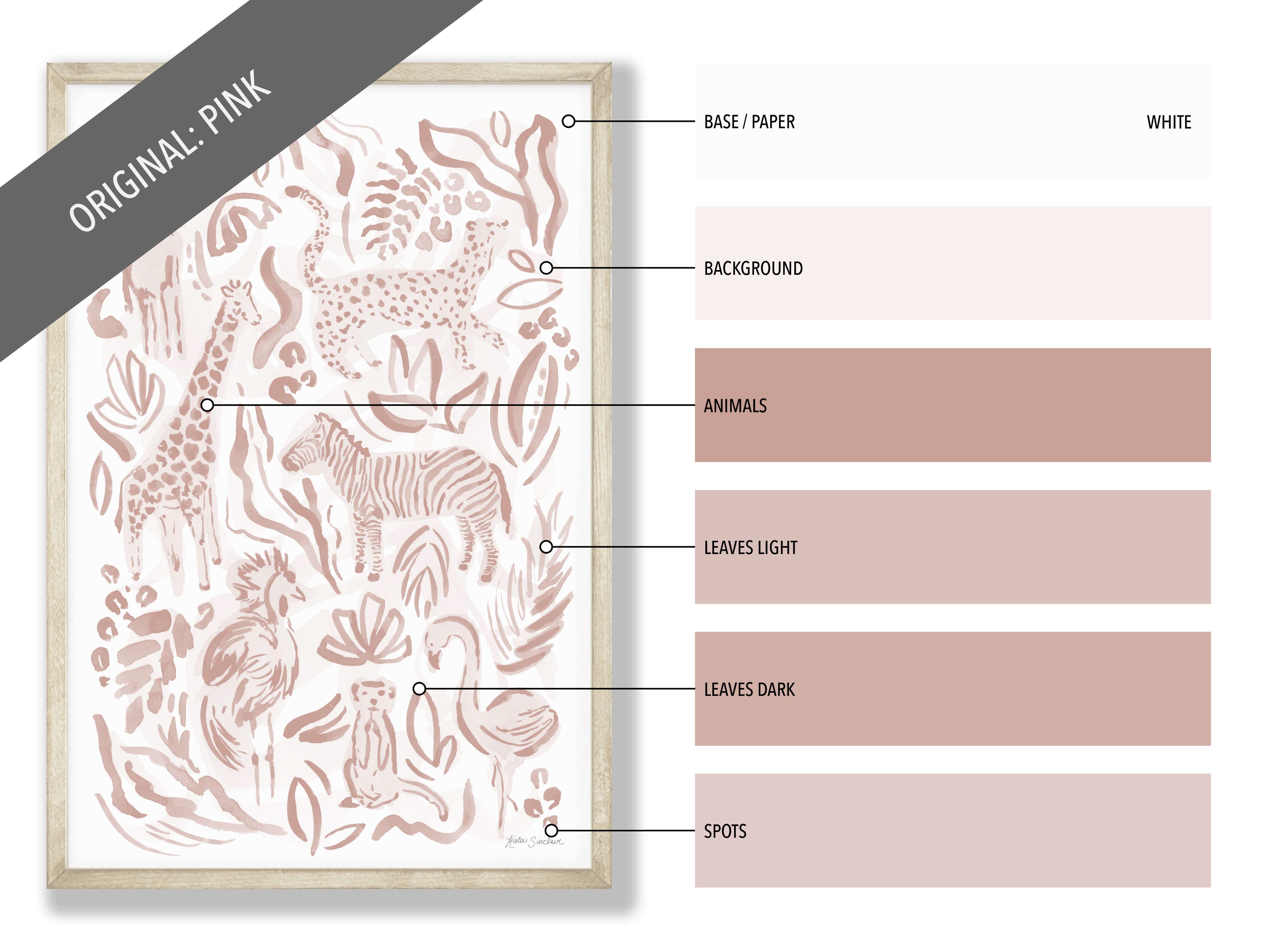 Safari Jungle - Zebra print showing the pink colorway tones.
