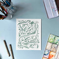 Dinosaur Giants Seconds Print – 8x10, Forest Green, Breathing Color Pura Smooth