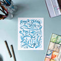 Roaming Dinosaurs Seconds Print – 8x10, Bright Blue, Breathing Color Pura Smooth