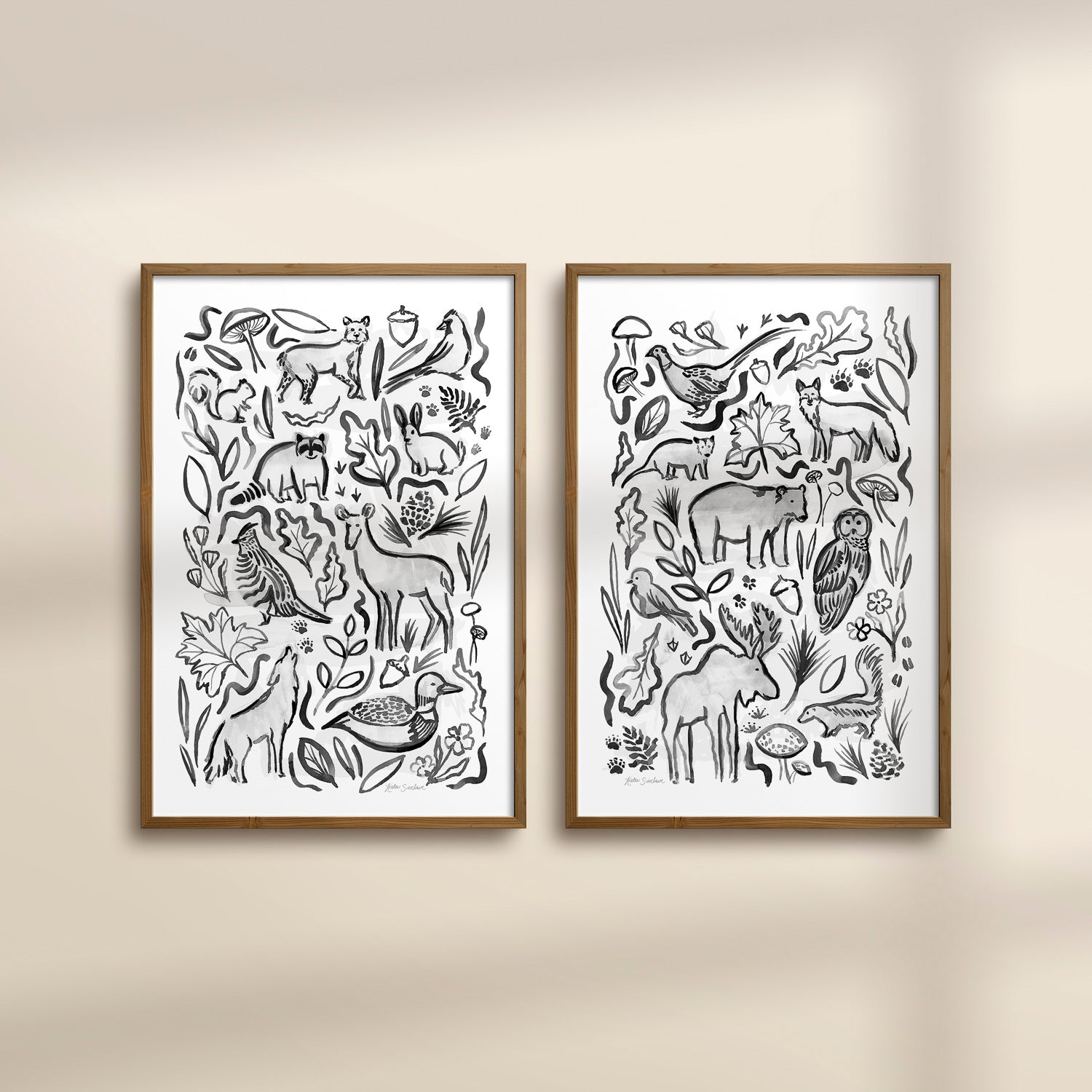 Woodland Creatures - Set of 2 Illustrations
