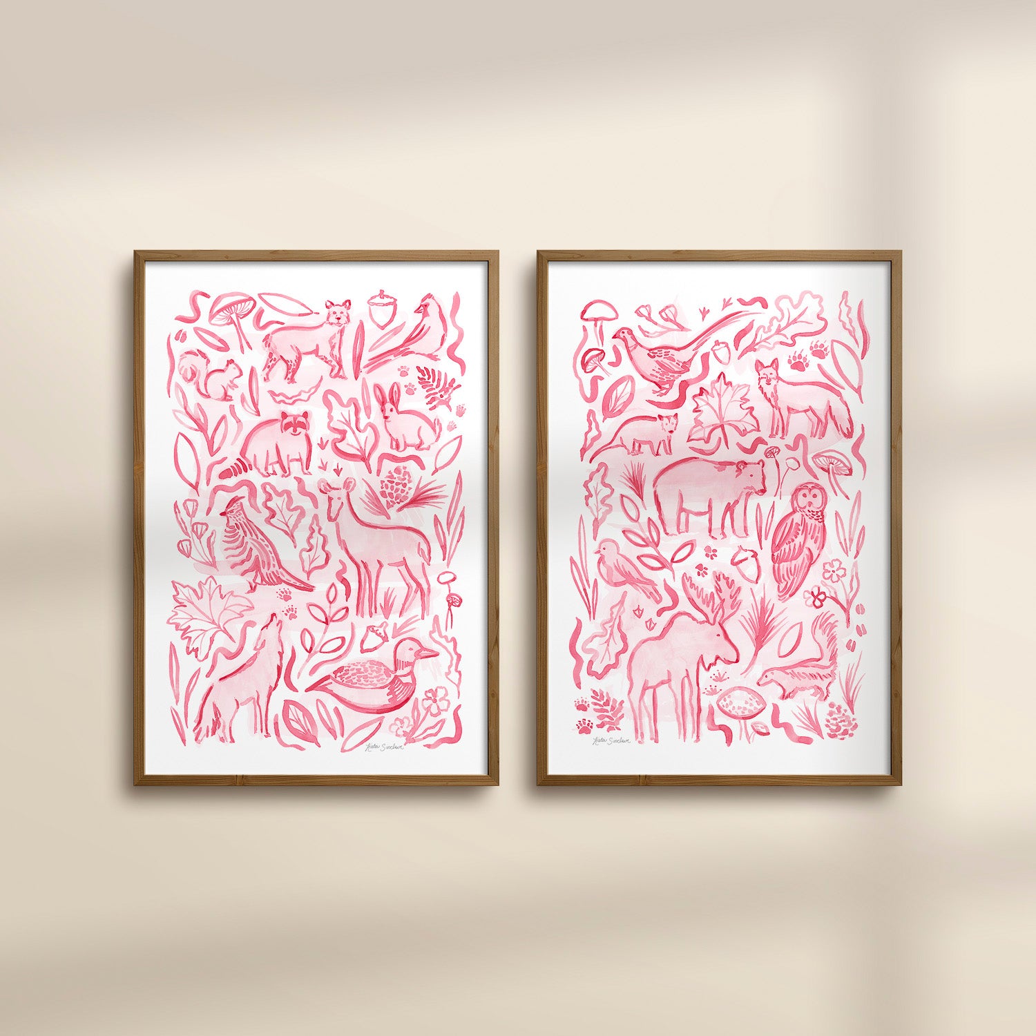 Woodland Creatures - Set of 2 Illustrations