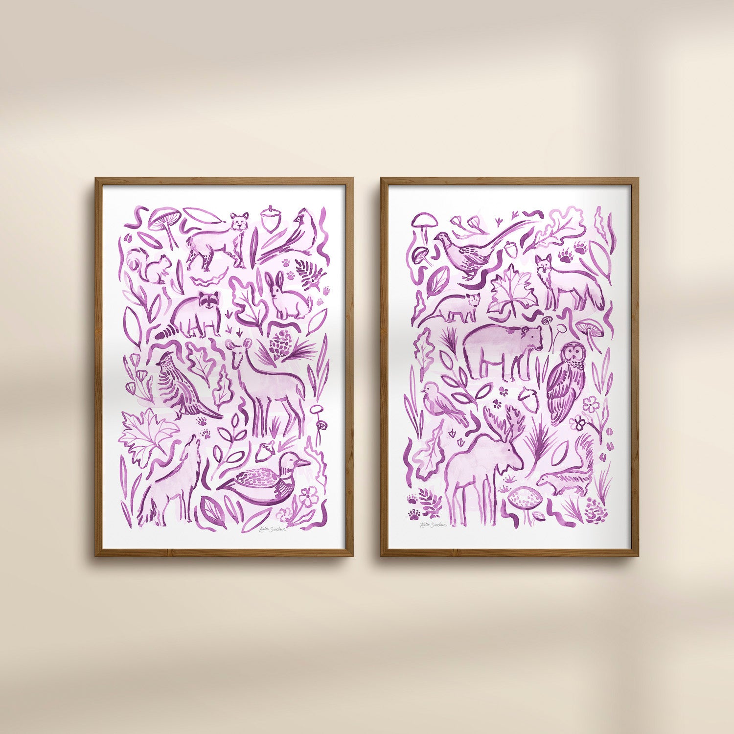 Woodland Creatures - Set of 2 Illustrations