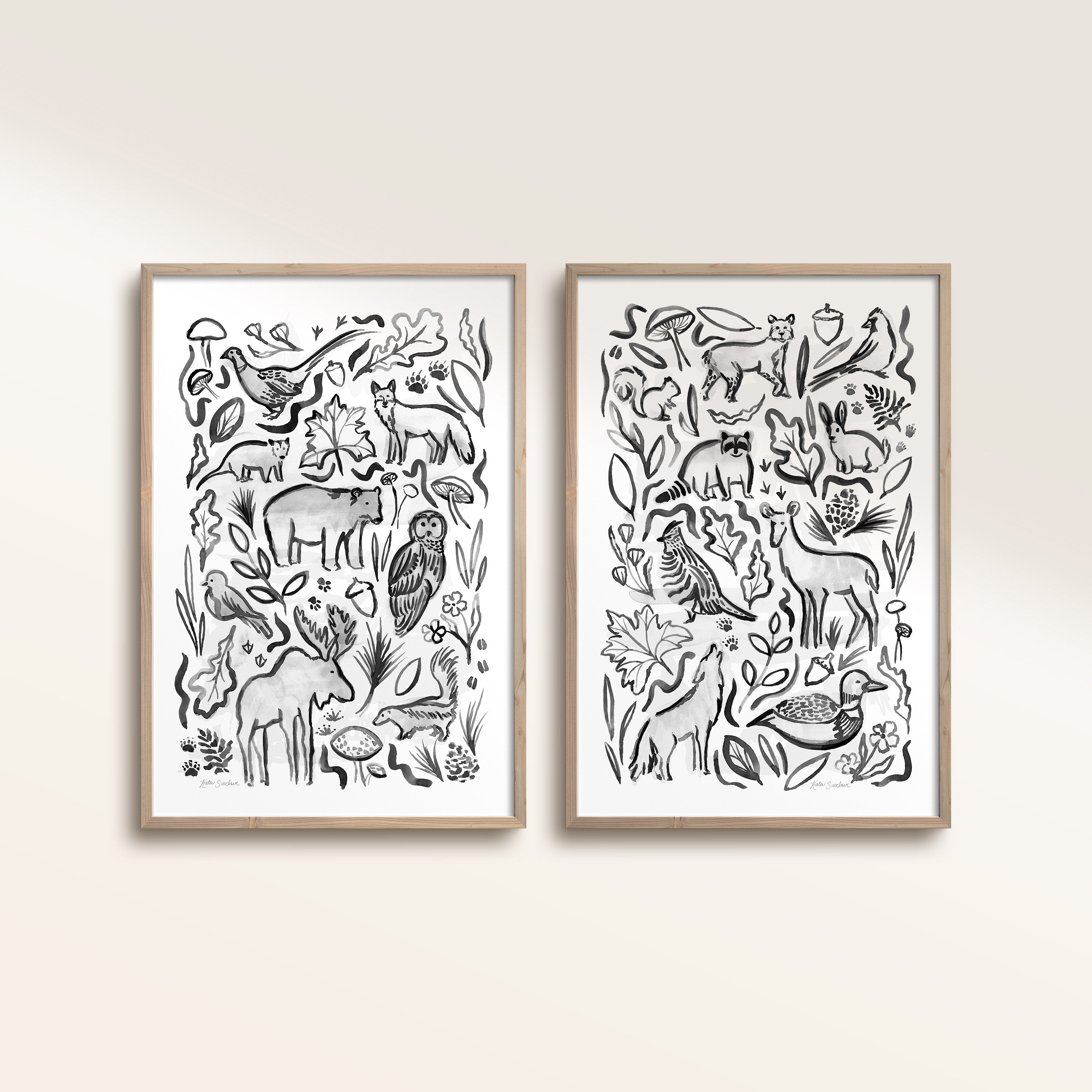 Woodland Creatures - Set of 2 Illustrations