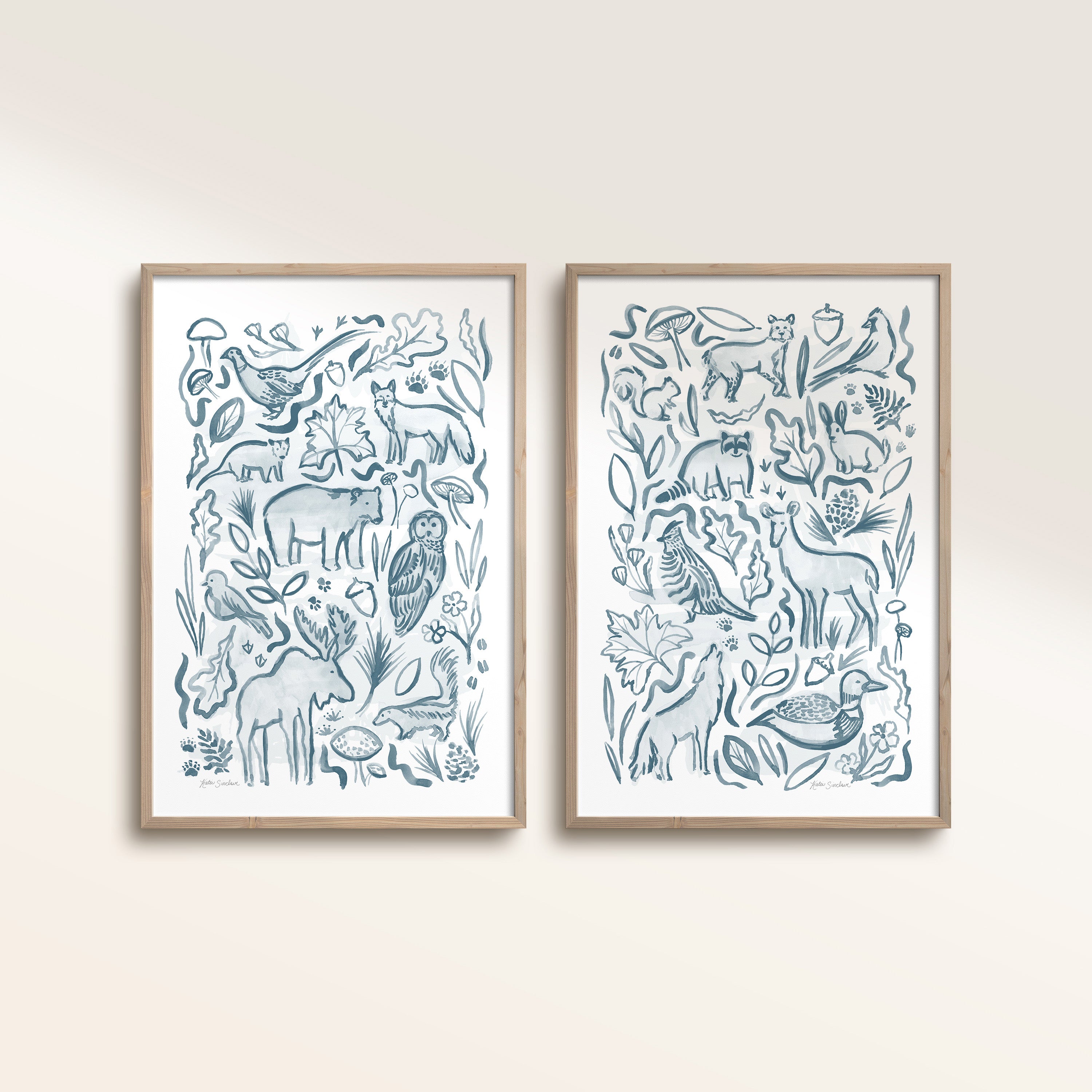 Woodland Creatures - Set of 2 Illustrations