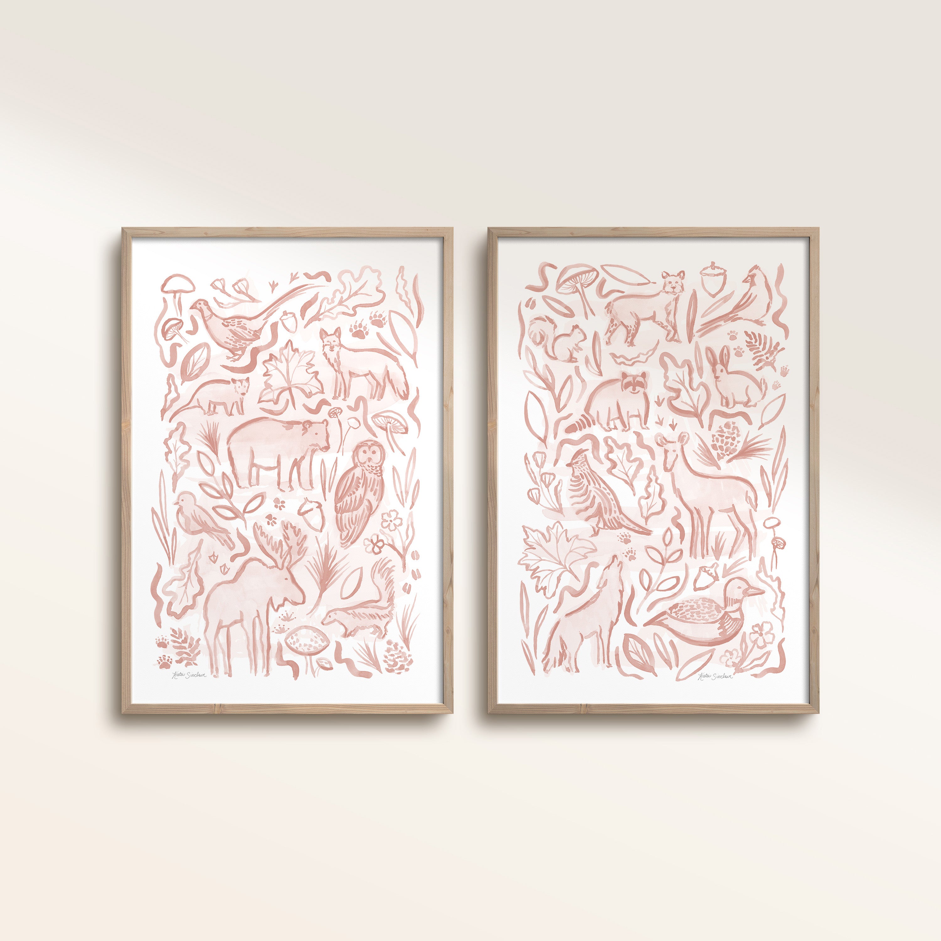 Woodland Creatures - Set of 2 Illustrations