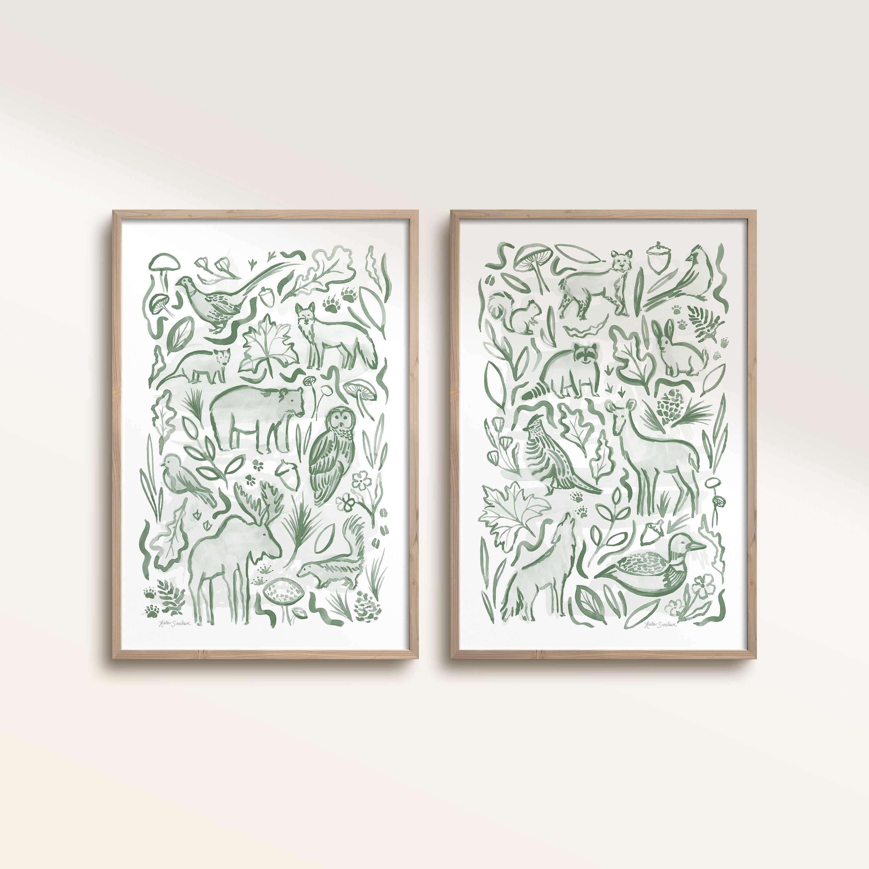 Woodland Creatures - Set of 2 Illustrations