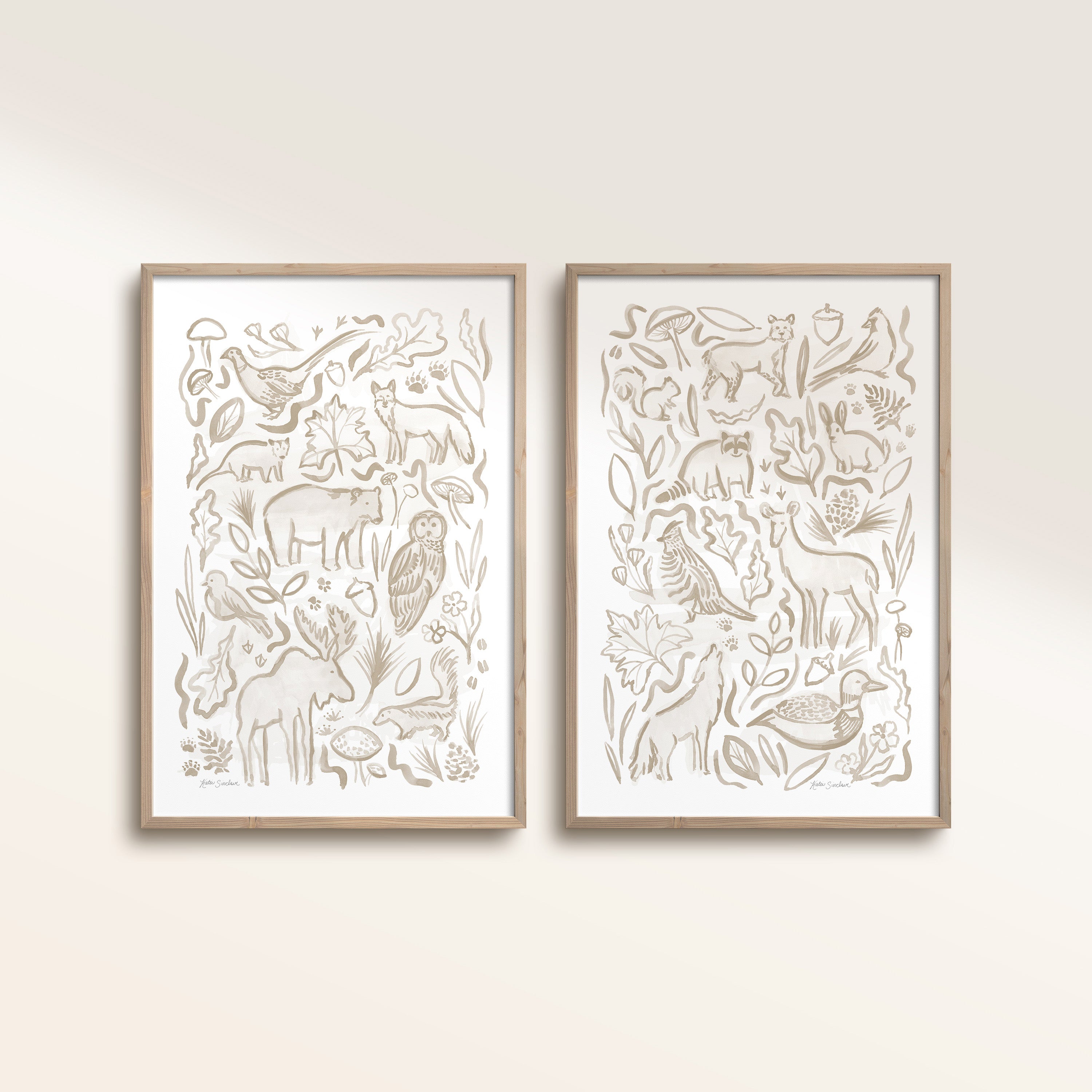 Woodland Creatures - Set of 2 Illustrations