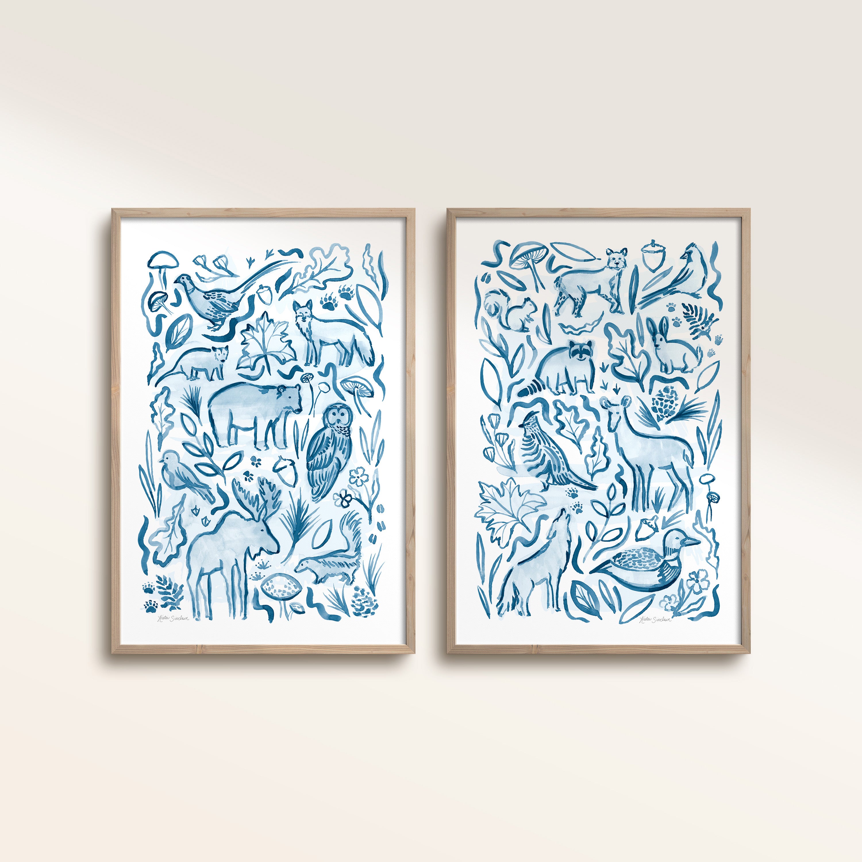 Woodland Creatures - Set of 2 Illustrations