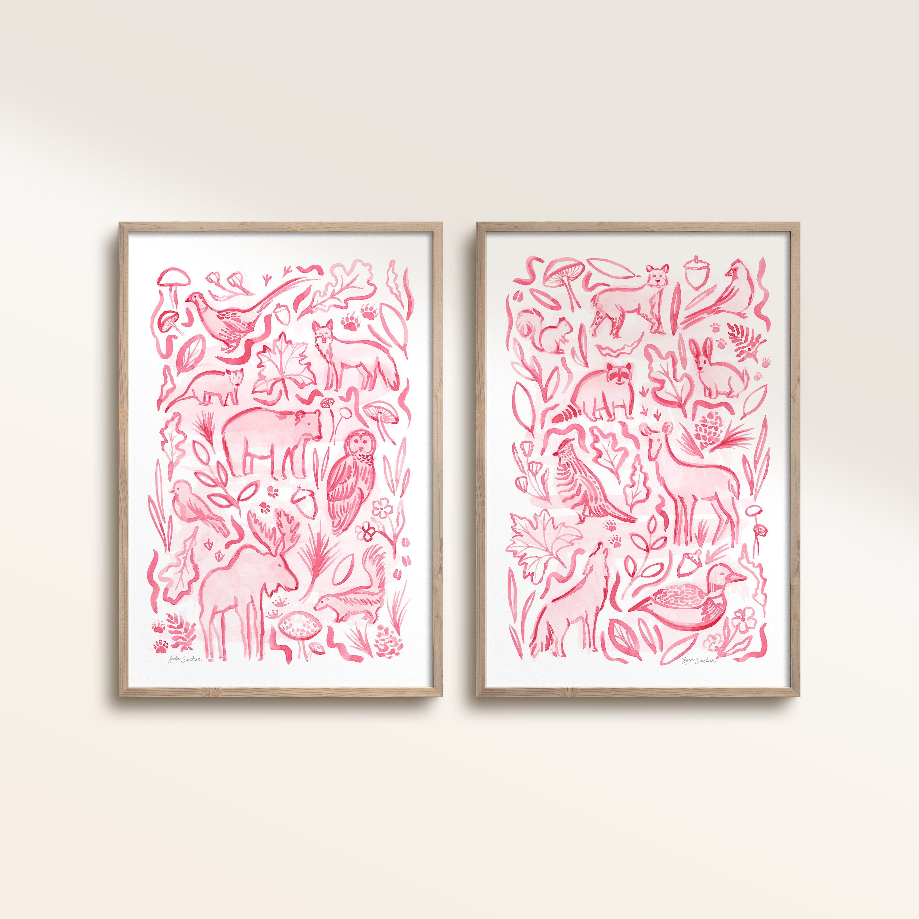 Woodland Creatures - Set of 2 Illustrations