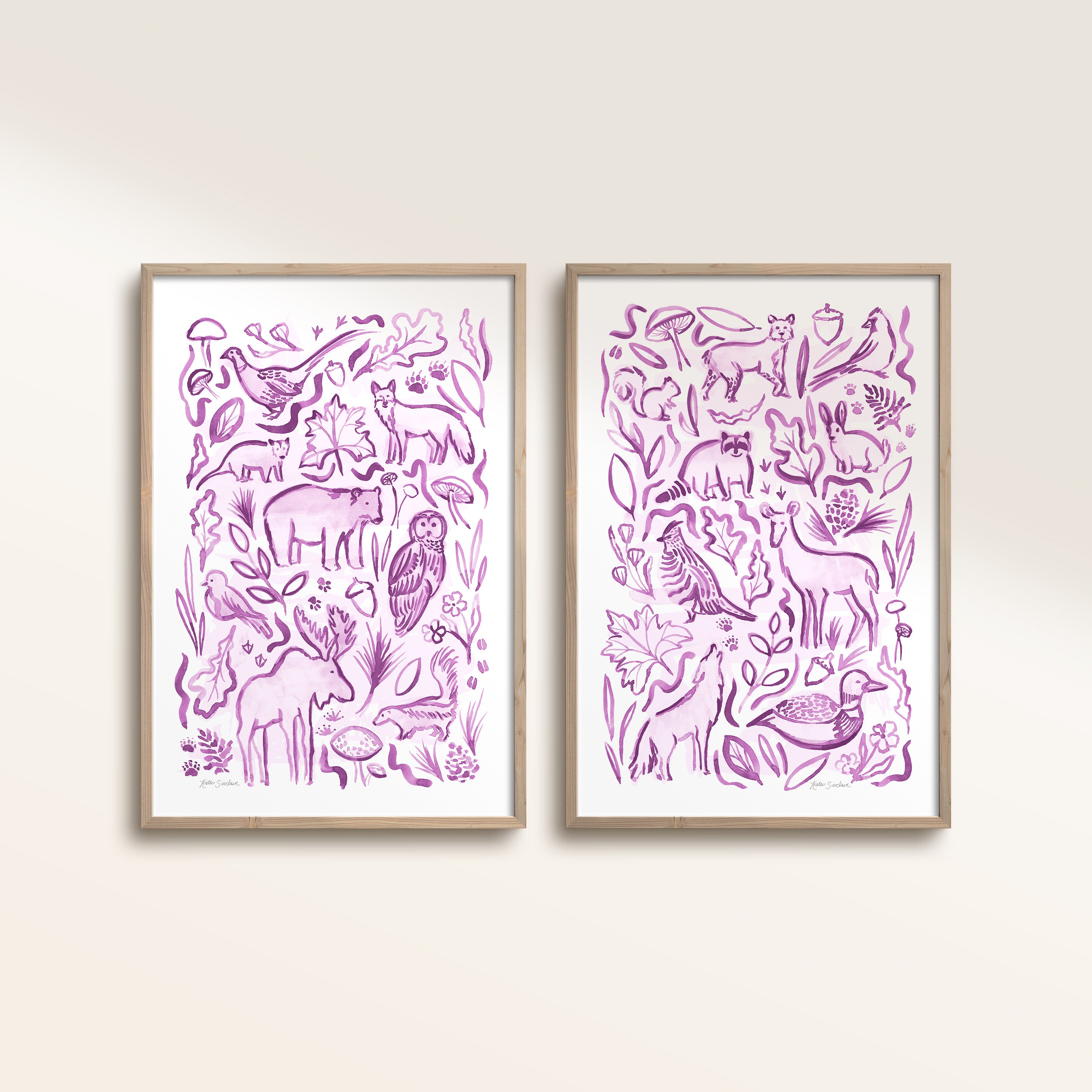 Woodland Creatures - Set of 2 Illustrations