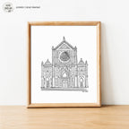 Santa Croce Sketch handmade watercolor art for kids featuring charming pen architecture for a playful, colorful home