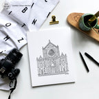 Florence Sketch Series showing detailed black and white pen drawing of Florentine building for a playful colorful home
