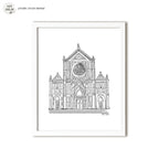 Santa Croce Sketch handmade watercolor art for kids featuring delicate pen architecture for a playful colorful home