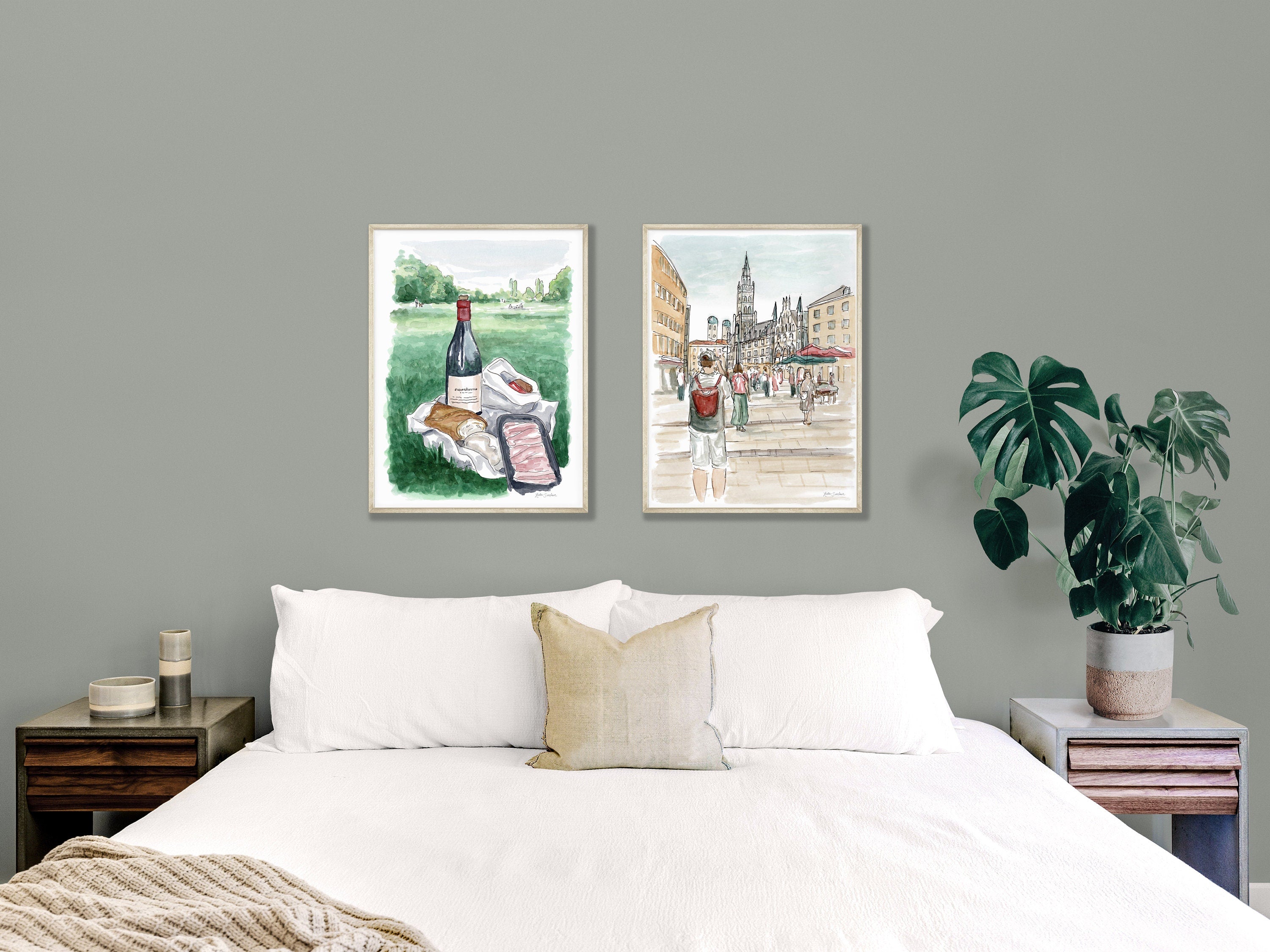 Munich Marienplatz handmade watercolor art for kids capturing charming city streetscape watercolor art for a playful, colorful home