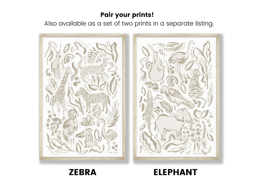 Safari Jungle Animals - Zebra handmade watercolor art for kids nursery watercolor art for a playful colorful home
